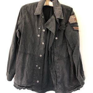 Free people distressed black coat